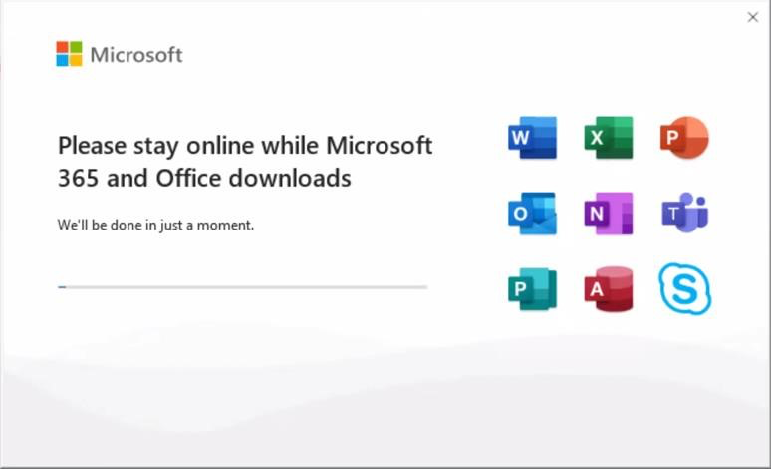 Screenshot of the Office 365 Download Dialog Window